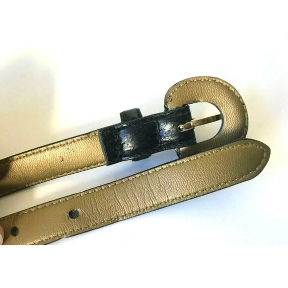 Liz Claiborne black snakeskin snake women’s belt vintage size small medium - Picture 9 of 12